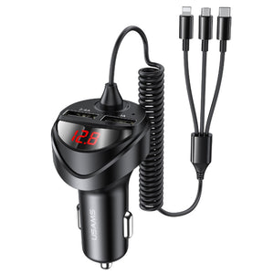 USAMS US-CC219 C41 30W Car Charger With 2IN1 Retractable Cable  Type-C+Lightning