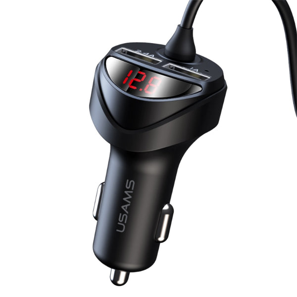 USAMS US-CC219 C41 30W Car Charger With 2IN1 Retractable Cable  Type-C+Lightning