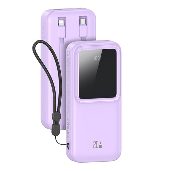 USAMS PD20W Dual-port Digital Display Fast Charging Power Bank With Dual Cables