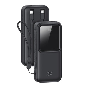 USAMS PD20W Dual-port Digital Display Fast Charging Power Bank With Dual Cables