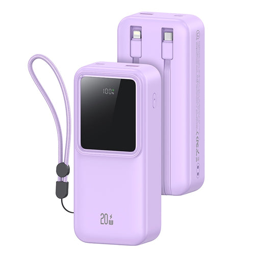 USAMS PD20W Dual-port Digital Display Fast Charging Power Bank With Dual Cables