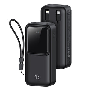 USAMS PD20W Dual-port Digital Display Fast Charging Power Bank With Dual Cables