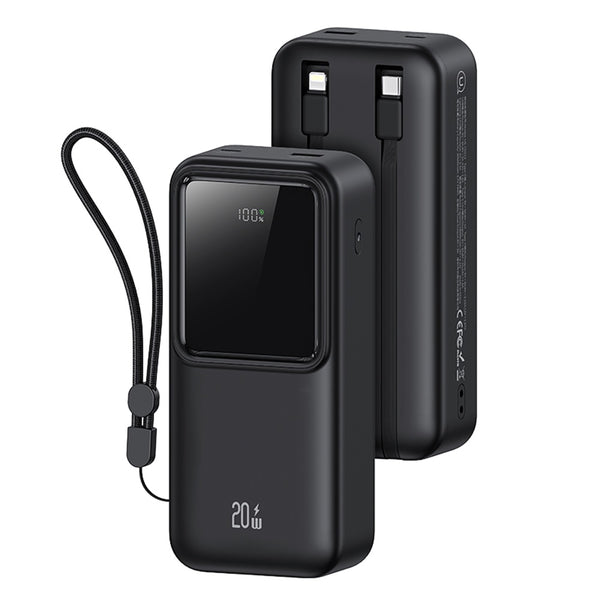 USAMS PD20W Dual-port Digital Display Fast Charging Power Bank With Dual Cables