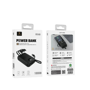 LENYES 10000mAh Power Bank with Built-in Cables PX140