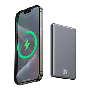 USAMS US-CD220 PD20W Ultra-thin Aluminum Alloy Magnetic Wireless Fast Charging Power Bank 5000mAh