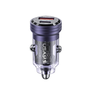 USAMS US-CC175 C35 45W Aluminum Alloy Transparent A+C Mini Car Charger