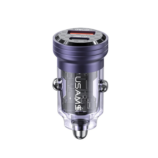 USAMS US-CC175 C35 45W Aluminum Alloy Transparent A+C Mini Car Charger