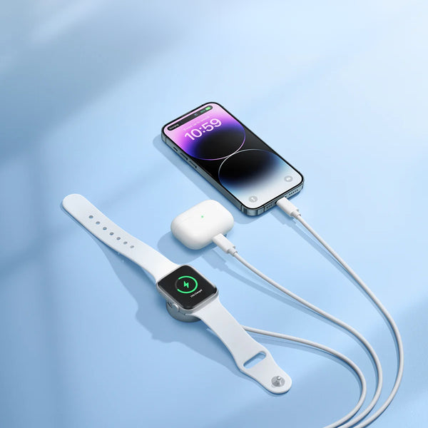 JOYROOM S-IW007 3-in-1 Apple Watch Magnetic Charger with Dual Lightning Cable