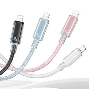 USAMSUS-SJ659 Type-C To Lightning PD Fast Charging Transparent Data Cable With Light--Cloud Series 1.2M
