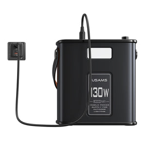 USAMS USAMS-ST Fast Charging Kit(US-CD196 130W 2C+3A Power Station 80000mAh+Type-C To Type-C 100W PD Fast Charging Cable )