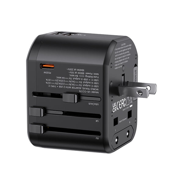 USAMS US-CC179 T59 20W Dual USB +Type-C Universal Travel Charger (US/AU/UK/EU)