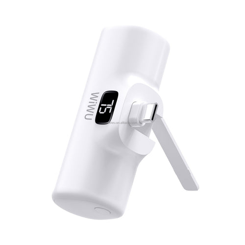 WiWU New 5000mAh Capsule Tail Plug Mobile 2 in 1 Power Bank P017