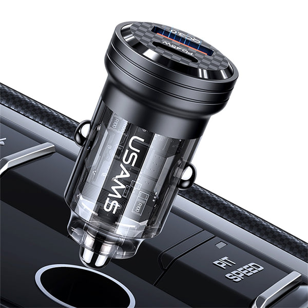 USAMS US-CC175 C35 45W Aluminum Alloy Transparent A+C Mini Car Charger