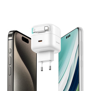 USAMS US-CC202 PD35W Dual 2C Output GaN Fast Charger With Type-C Magnetic Retractable Cable Module