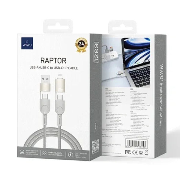 WiWU RAPTOR 100W Charging Cable A+C-C+L (1.2M) Wi-C051