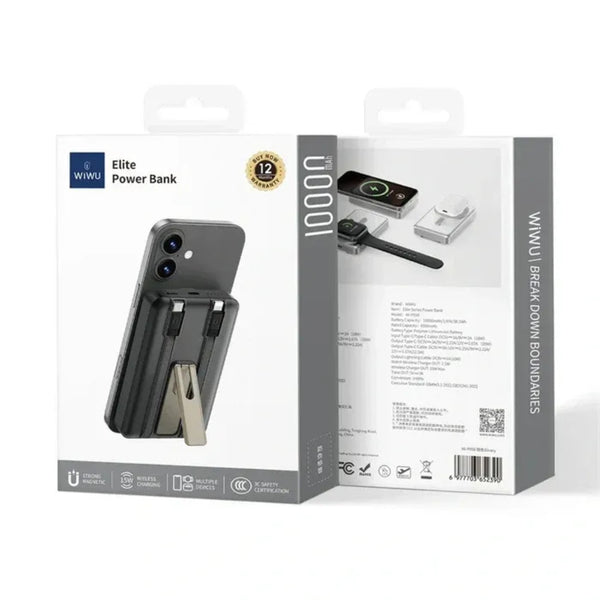 WiWU Elite 10000mAh Power Bank with Built-in Cable & Stand Wi-P056