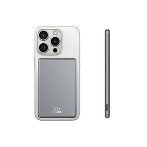 USAMS US-CD220 PD20W Ultra-thin Aluminum Alloy Magnetic Wireless Fast Charging Power Bank 5000mAh