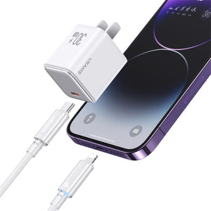 USAMSUS-SJ659 Type-C To Lightning PD Fast Charging Transparent Data Cable With Light--Cloud Series 1.2M