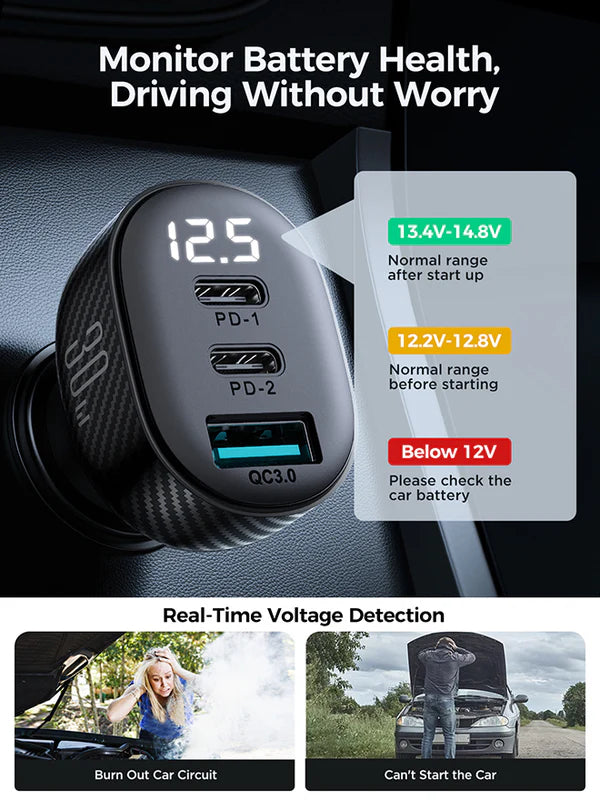 JOYROOM JR-CCD04 30W 2C1A Digital Display Car Charger