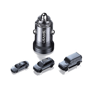 USAMS US-CC175 C35 45W Aluminum Alloy Transparent A+C Mini Car Charger