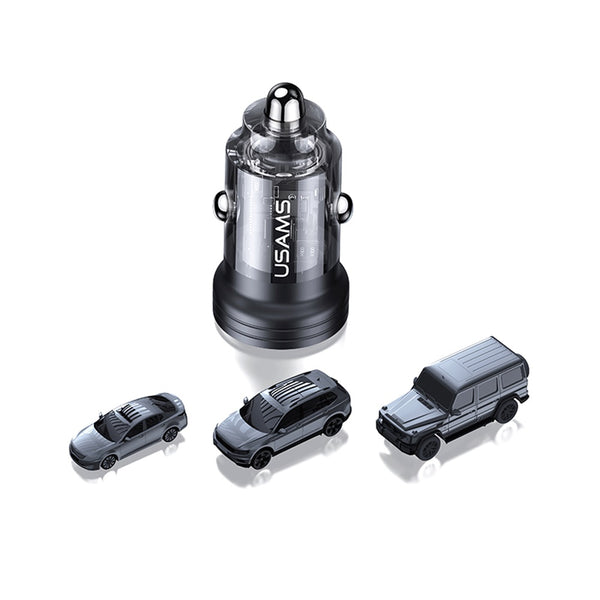 USAMS US-CC175 C35 45W Aluminum Alloy Transparent A+C Mini Car Charger