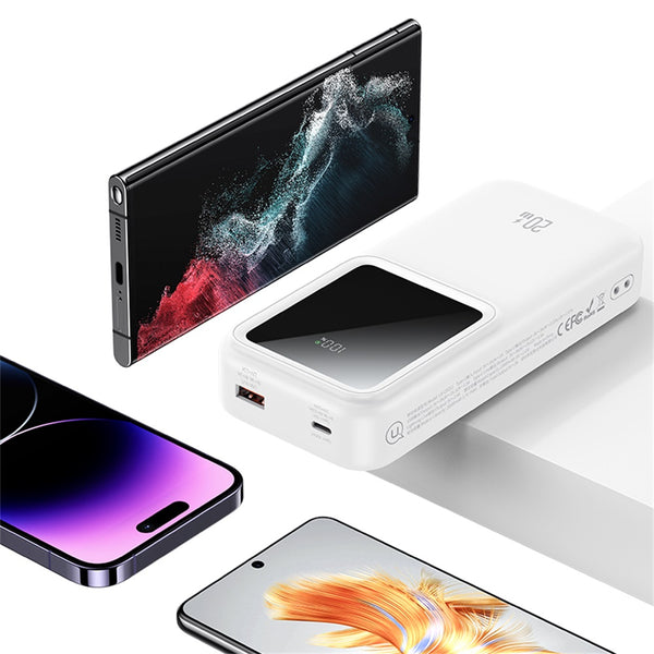 USAMS PD20W Dual-port Digital Display Fast Charging Power Bank With Dual Cables