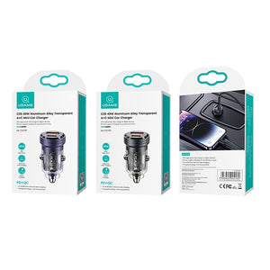 USAMS US-CC175 C35 45W Aluminum Alloy Transparent A+C Mini Car Charger