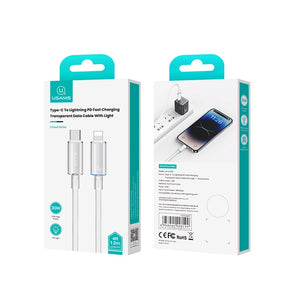 USAMSUS-SJ659 Type-C To Lightning PD Fast Charging Transparent Data Cable With Light--Cloud Series 1.2M