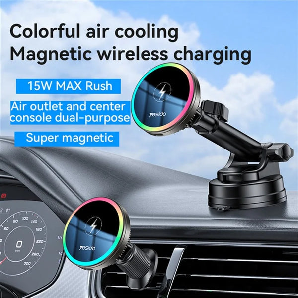 YESIDO C315 Car Wireless Charger Set Suction Cup 15W Fast Charging Stand