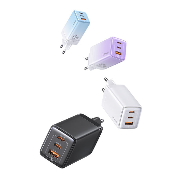 USAMS US-CC180 65W ACC 3 Ports GaN Fast Charger
