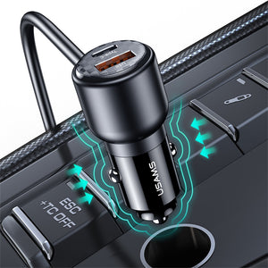 USAMS US-CC213 C40 165W 2C+3A PPS 5 Ports Digital Display Fast Car Charger With Data Cable