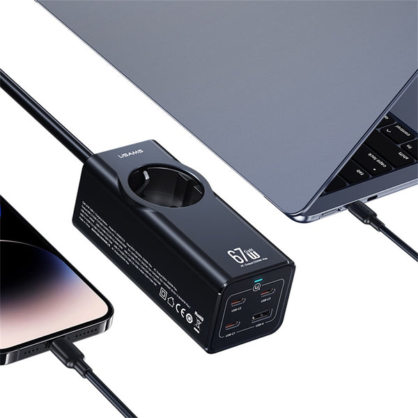 USAMS-CC225 67W Four-port Fast Charging Adapter 3C+1U  1.5M Cable 2200W AC power strip