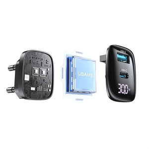 USAMS CC229 30W A+C GaN Digital Display  Fast Charger XC Series
