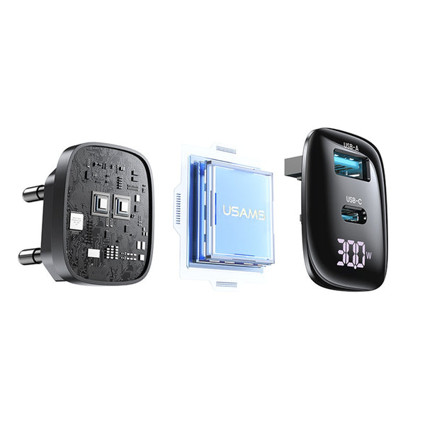 USAMS CC229 30W A+C GaN Digital Display  Fast Charger XC Series