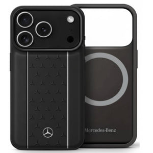 Mercedes iPhone Magsafe Star Pattern And Black and White Leather Case