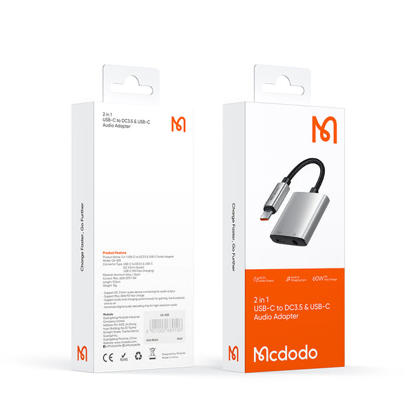 MCDODO CA-5050 2 in 1 USB-C to USB-C+3.5mm Audio Adapter