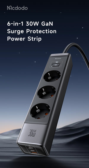 MCDODO CH-0620 6-in-1 30W GaN Surge Protection Power Strip (EU)