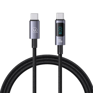 USAMS US-SJ671 Type-C To Type-C 100W Aluminum Alloy Digital Display Fast Charging & Data Cable -Sufeng Series 1.2m