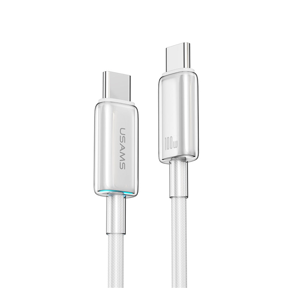 USAMS US-SJ660 Type-C To Type-C PD100W Fast Charging Transparent Data Cable With Light--Cloud Series 1.2M