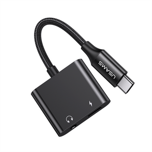 USAMS US-SJ598 AU15 Type-C to 3.5DC Audio Adapter With PD 60W Charging Port