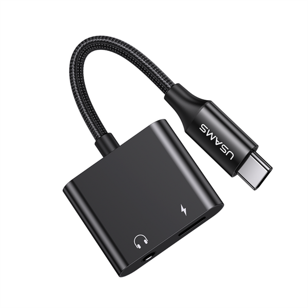 USAMS US-SJ598 AU15 Type-C to 3.5DC Audio Adapter With PD 60W Charging Port