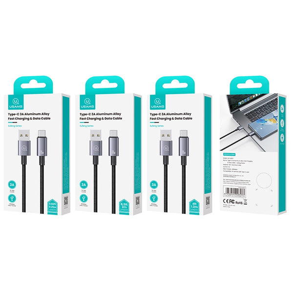 USAMS US-SJ663 Type-C 3A Aluminum Alloy Fast Charging & Data Cable-Sufeng Series 1.2M