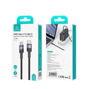 USAMS SJ727 240W Aluminum Alloy Data Cable Type-C To Type-C - SY Series 1.2M