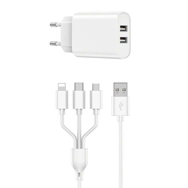 WIWU Wi-U003 Dual USB Charger + 3 in 1 Cable EU Plug
