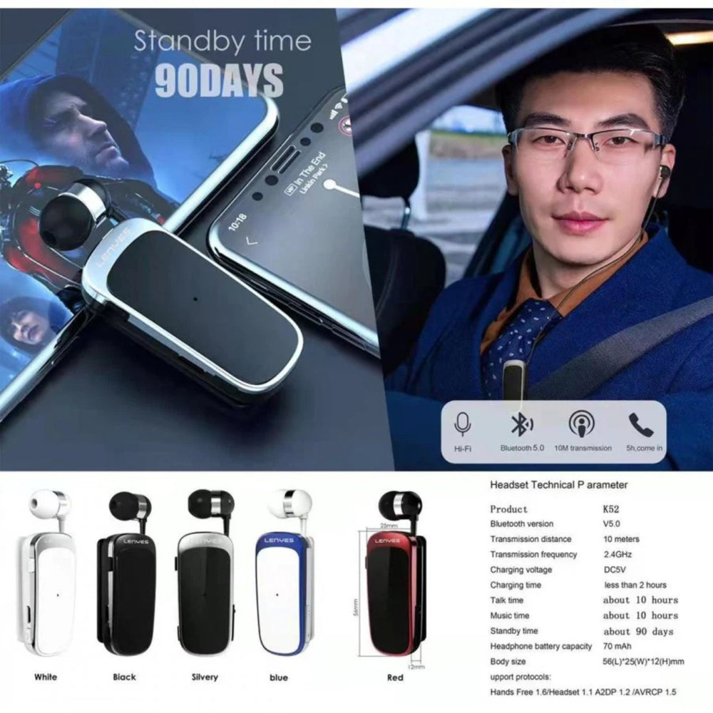 LENYES R25 Bluetooth Clip-On Wireless Headset