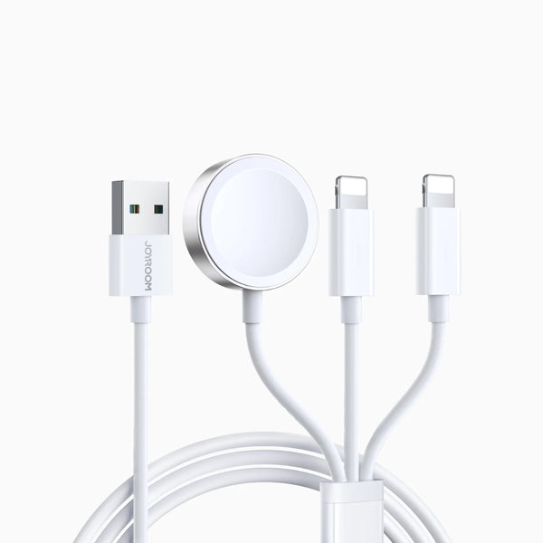 JOYROOM S-IW007 3-in-1 Apple Watch Magnetic Charger with Dual Lightning Cable