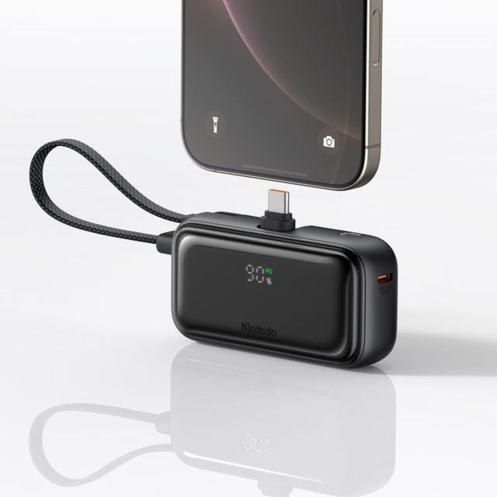 MCDODO MC-7760 22.5W Digital Display 5000mAh Pocket Power Bank with Built-in Cable & Connector (For USBC)