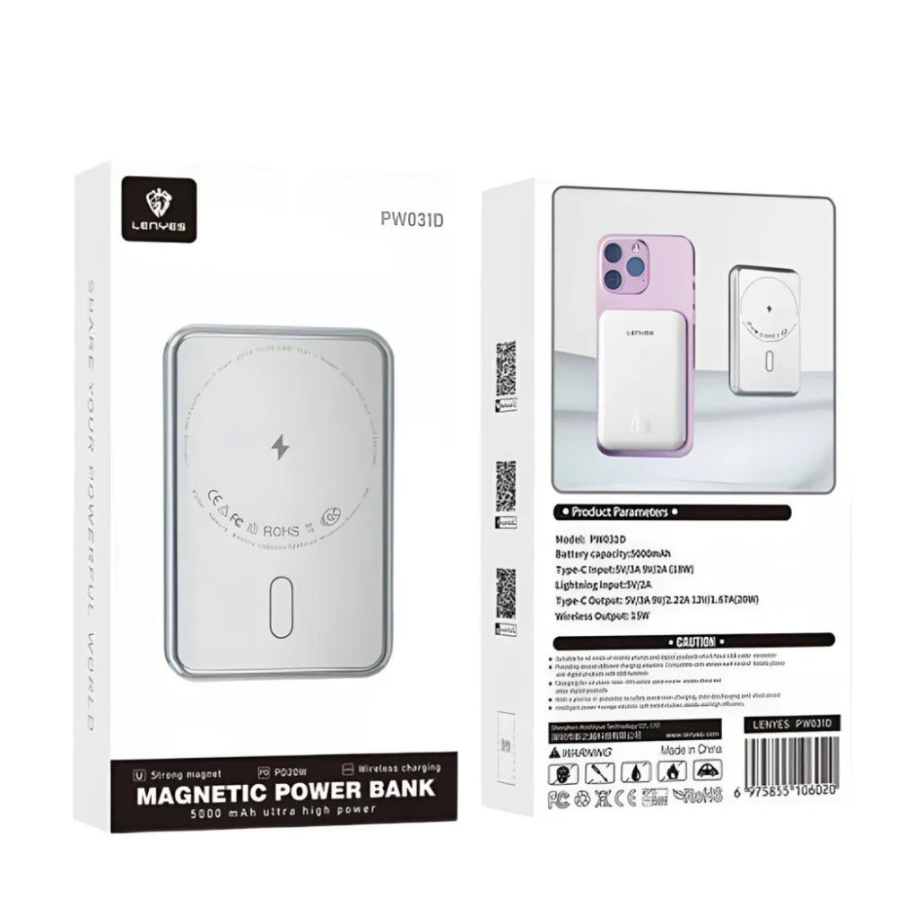 LENYES Power Bank 5000mAh with 15W Wireless Charging PW031D