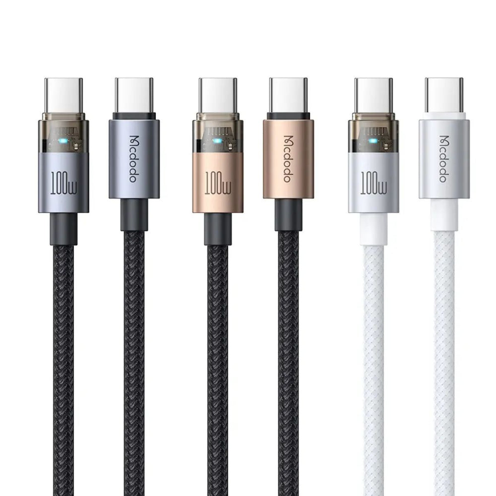 MCDODO CA-5580 100W USB-C to USB-C Transparent Cable with Charging Light 1.2m