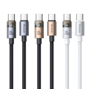 MCDODO CA-5580 100W USB-C to USB-C Transparent Cable with Charging Light 1.2m